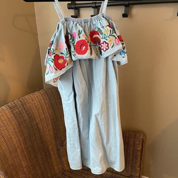 ✨PRICE DROP✨ Topshop Denim Blue Flower Dress - Picture 4 of 5